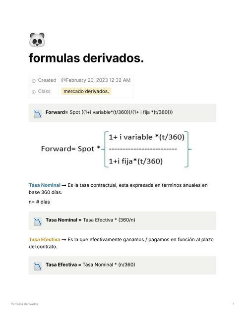 Formulas Derivados