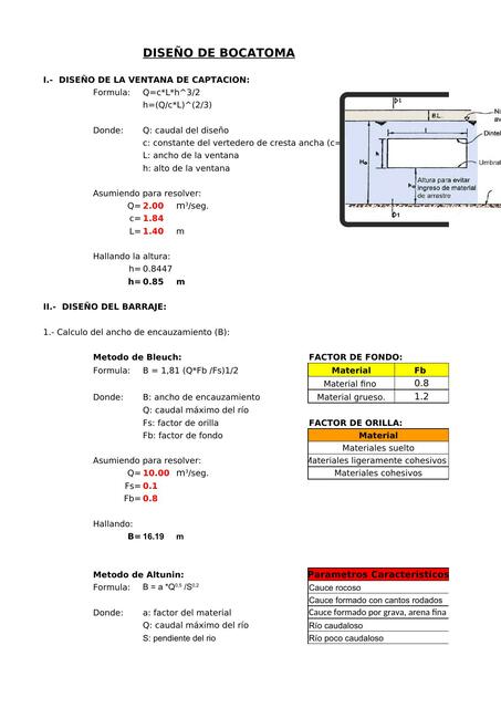 Diseño de Bocatoma 