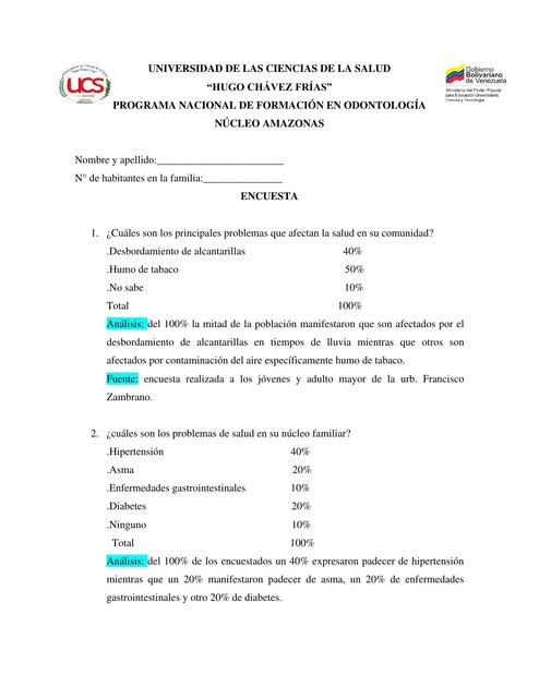 Modelo de encuesta odontología 