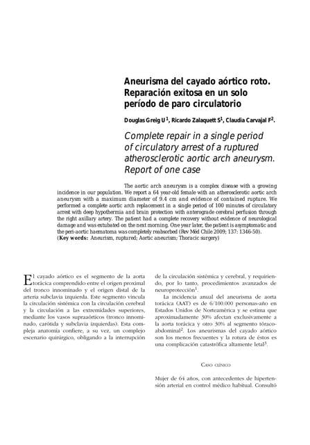 Aneurisma del cayado aórtico roto | Medicina y Farmacia | uDocz