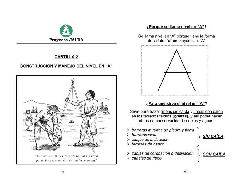 Construcción y manejo del nivel en “A”