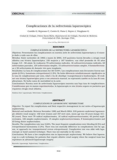 Complicaciones de la Nefrectomía Laparoscópica 