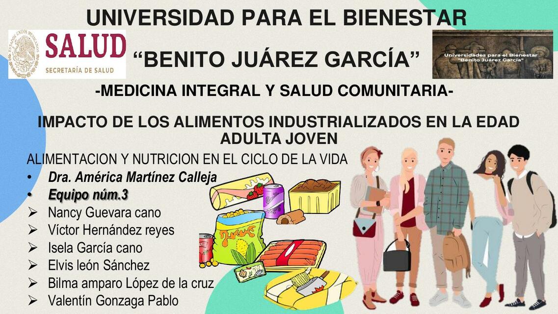 Impacto de los alimentos industrializados en la edad adulta joven 