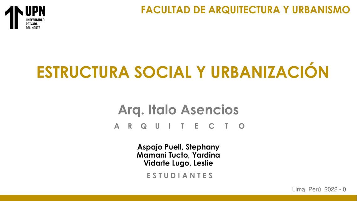 Estructura social y urbanización Sociología urbana