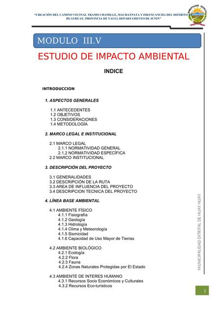 Estudio de Impacto Ambiental 