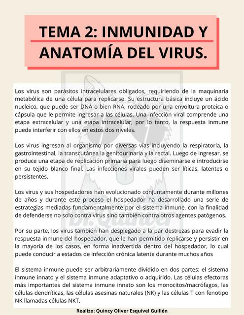 Tema 2: inmunidad y anatomía del virus