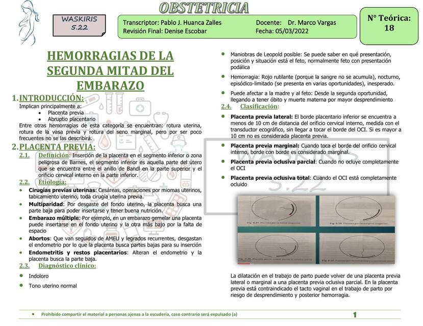 Hemorragias de la segunda mitad del embarazo