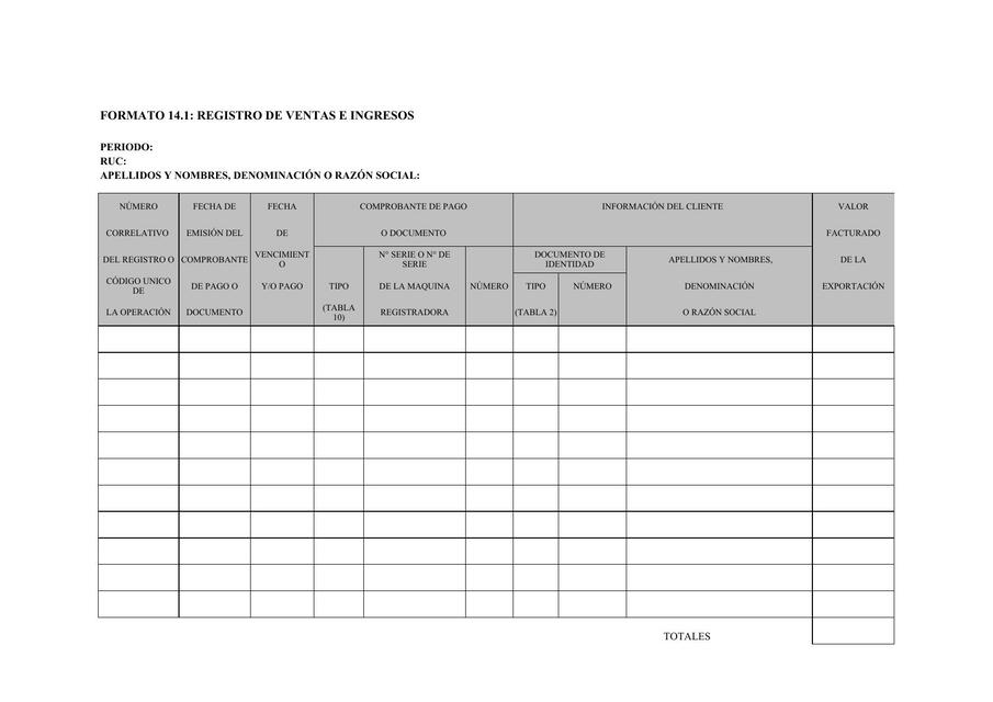 Registro de Ventas e Ingresos