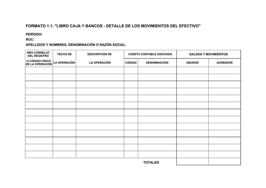 Libro Caja y Bancos- Detalle de los Movimientos del Efectivo 