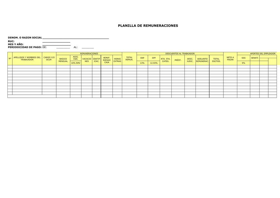 Planilla de Remuneraciones 