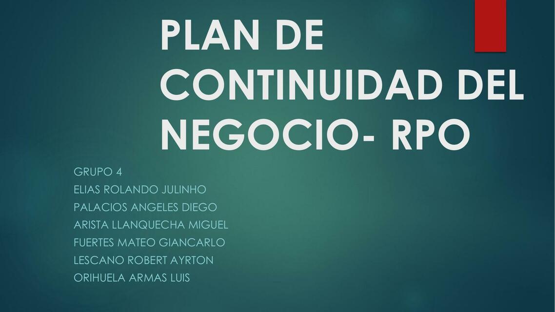 Plan de Continuidad del Negocio-RPO 