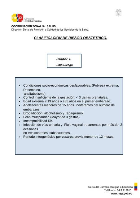 Clasificacion de riesgos 