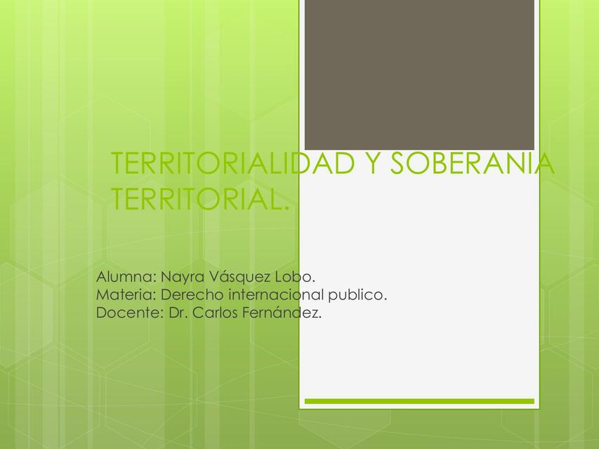 Territorialidad y soberania territorial 