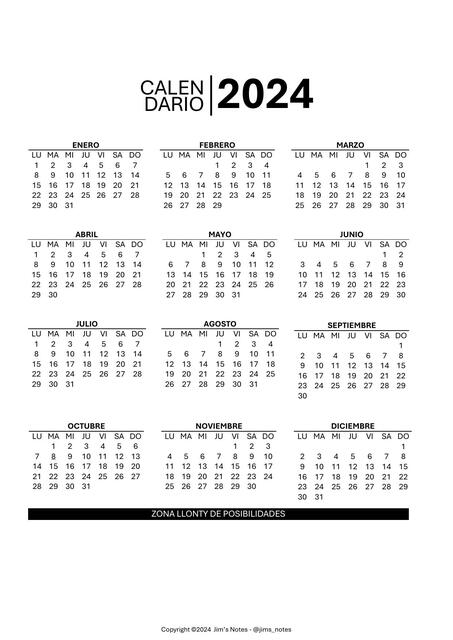 Calendario 2024 y 2025