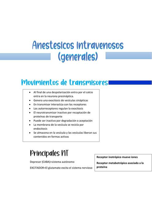 Anestésicos Intravenosos