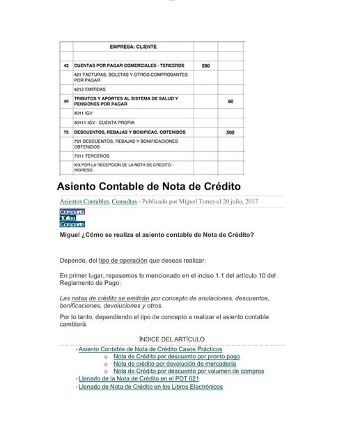 Practica ejemplos de notas de crédito, debito y liquidación