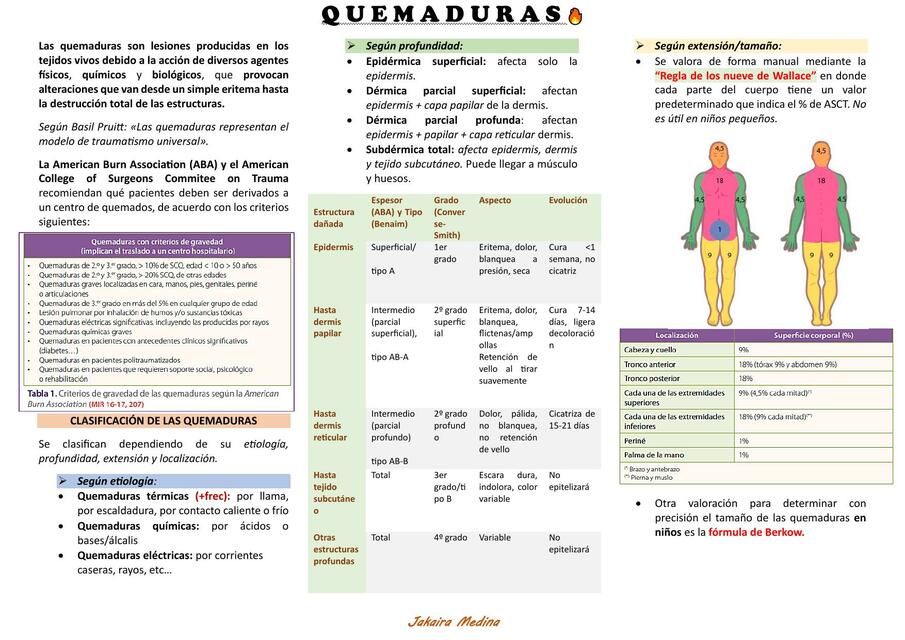 Quemaduras (resumen Sabiston)