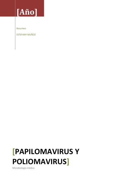 Papilomavirus y poliomavirus (VPH, cáncer cervical, leucoencefalopatía)