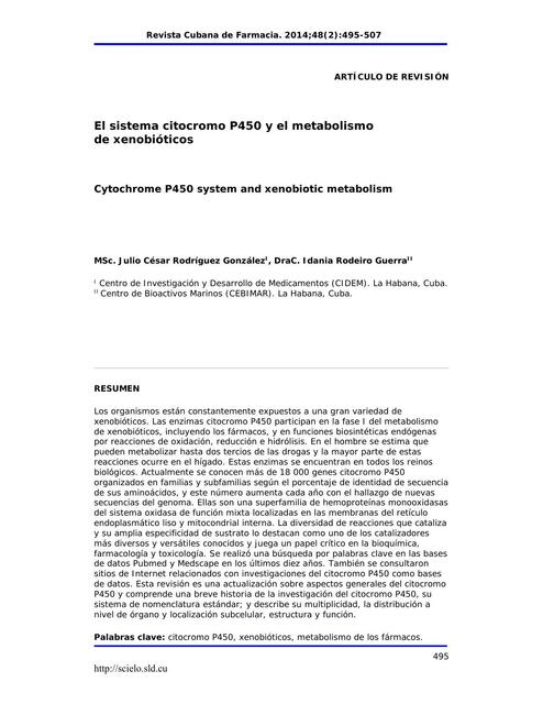 Sistema citocromo P450 Metabolismo xenobioticos