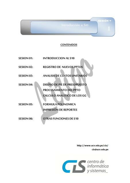 Introducción al S10 Registro de Nuevos Presupuestos 