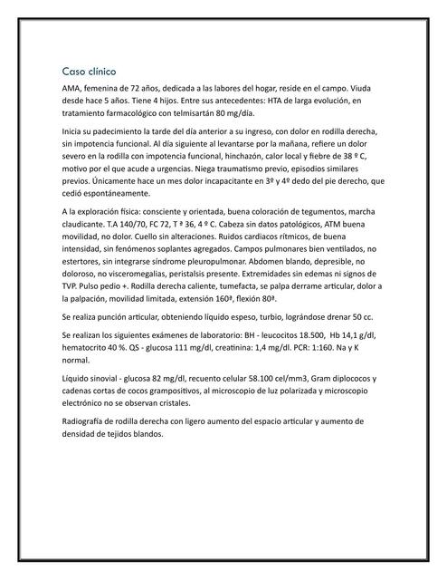 Análisis de Caso Clínico: Artritis Séptica