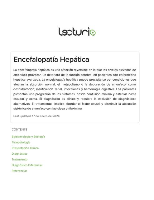 Encefalopatía Hepática Lecturio