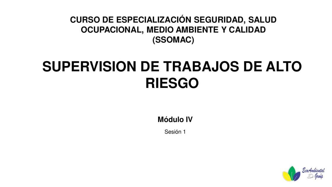 Supervisión de trabajos de alto riesgo | Evelyn Montes Valdez | uDocz