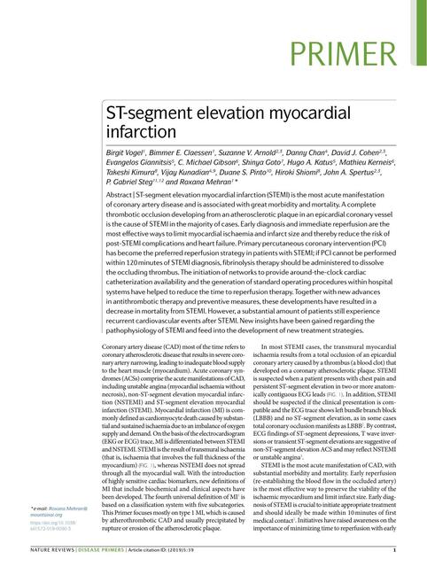 ST- Segment Elevation Myocardial Infarction