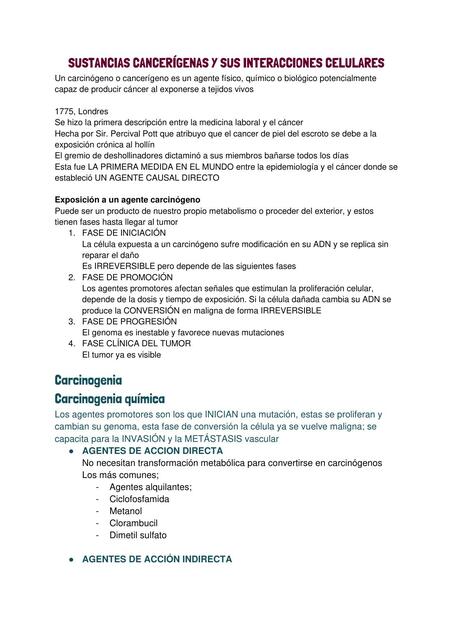 Sustancias Cancerígenas y sus Interacciones Celulares 