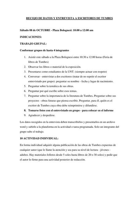 Recojo de Datos y Entrevista a Escritores de Tumbes 