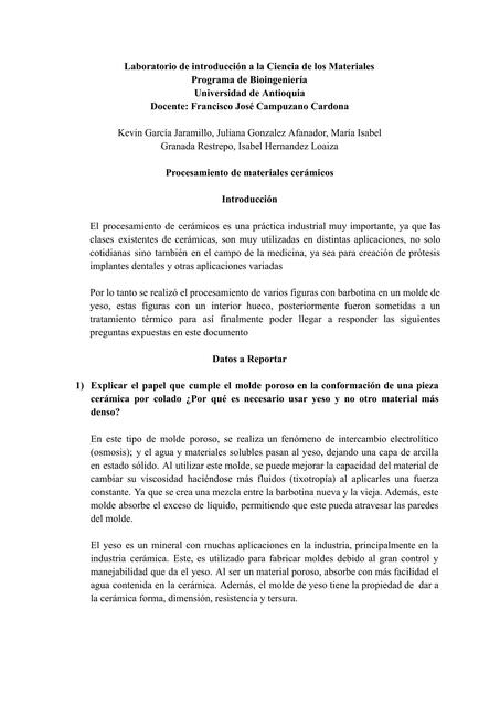 Procesamiento de Materiales Cerámicos