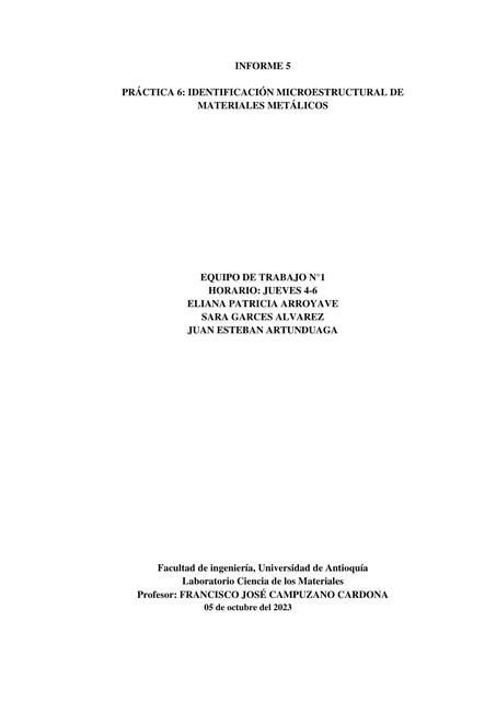 Práctica 6: Identificación Microestructural de Materiales Metálicos 