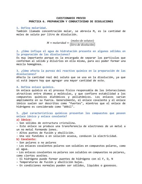 Práctica 6. Preparación y Conductividad de Disoluciones 