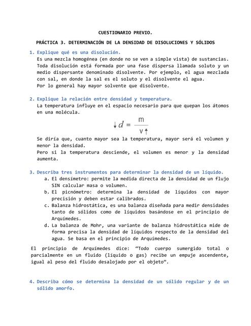 Práctica 3. Determinación de la Densidad de Disoluciones y Sólidos 