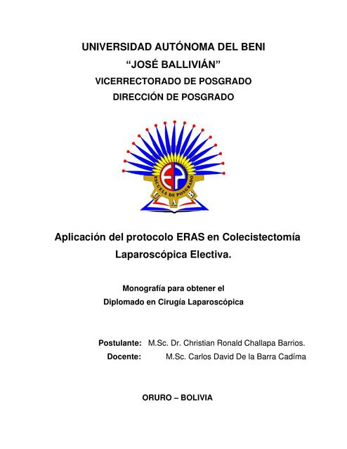 Aplicación del Protocolo ERAS en Colecistectomía Laparoscópica Electiva