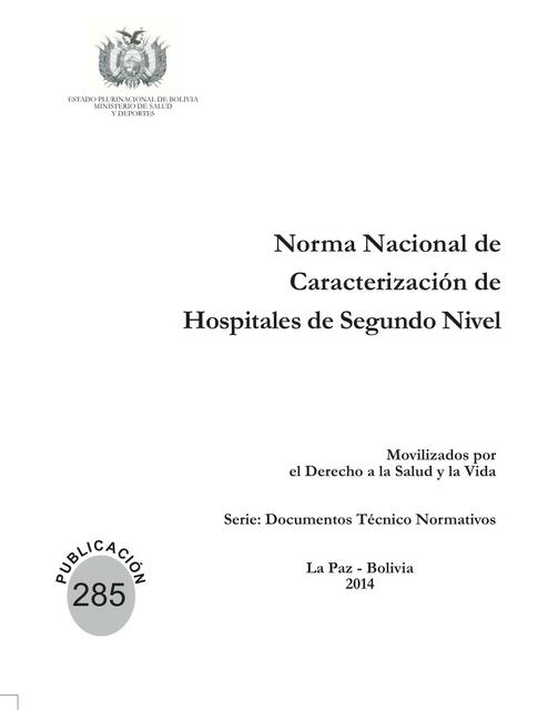 Norma Nacional de Caracterización de Hospitales de Segundo Nivel