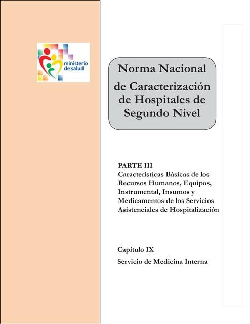 Norma Nacional de Caracterización de Hospitales de Segundo Nivel II 