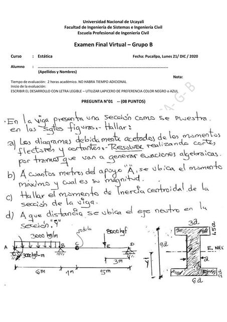 Examen Final de Estática 