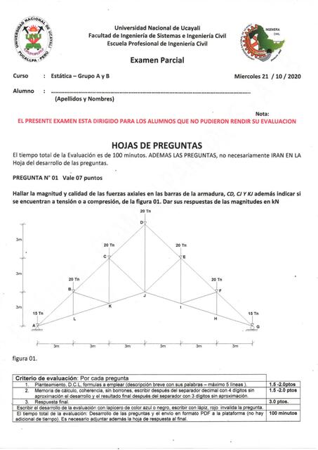 Examen de Estática 