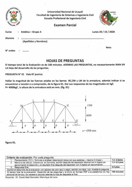 Examen Parcial de Estática 