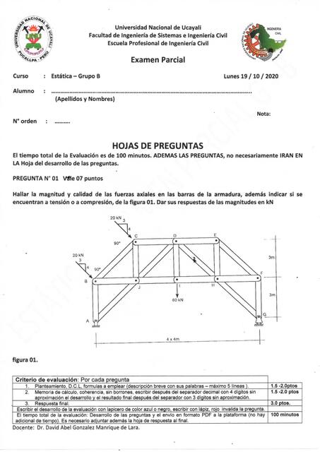 Examen Parcial de Estática 