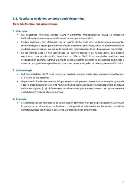 3.5. Neoplasias mieloides con predisposición germinal 