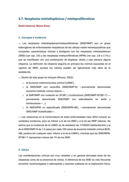 3.7. Neoplasias mielodisplásicas /  mieloproliferativas 