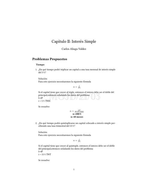 MMF - Solución Problemas Propuestos - Capitulo II - Tiempo