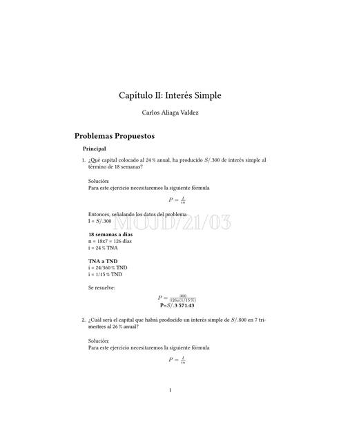 MMF - Solución Problemas Propuestos - Capitulo II - Principal