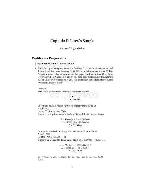 MMF - Solución Problemas Propuestos - Capítulo II - Ecuaciones a I.Simple