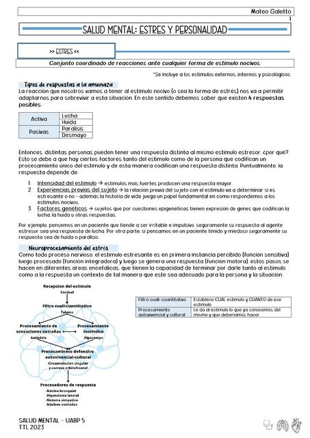 Salud Mental: Estrés y Personalidad