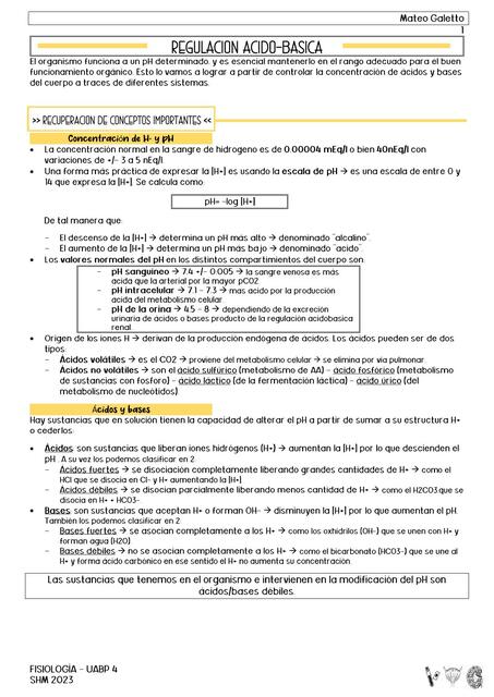 Fisología de la regulacion acidobásica