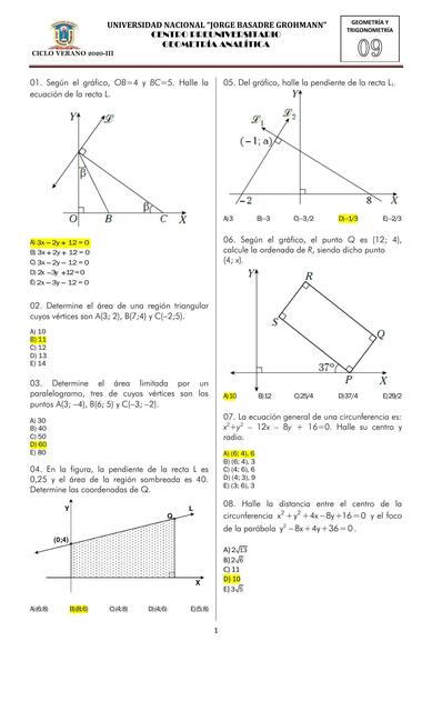 Examen de geometría analítica 