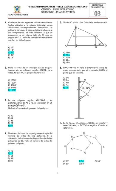 Examen de polígonos y cuadriláteros 